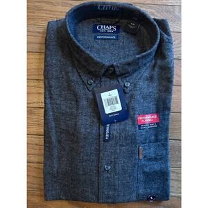 CHAPS Performance Flannel Button up Size Large NWT GREY